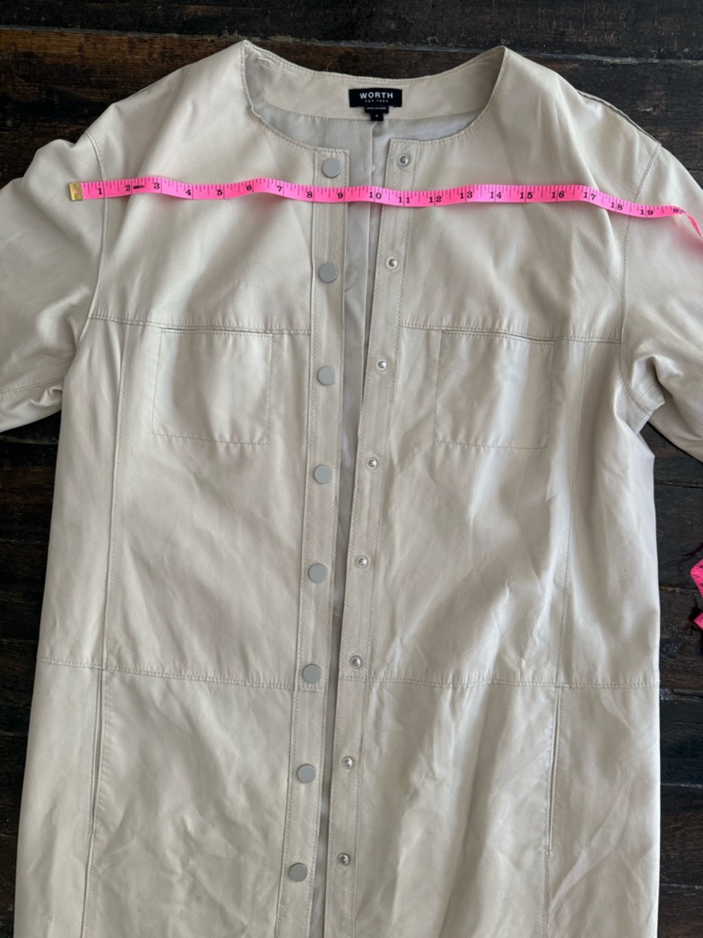 Worth Cream Button-Front Leather women's coat/ dress